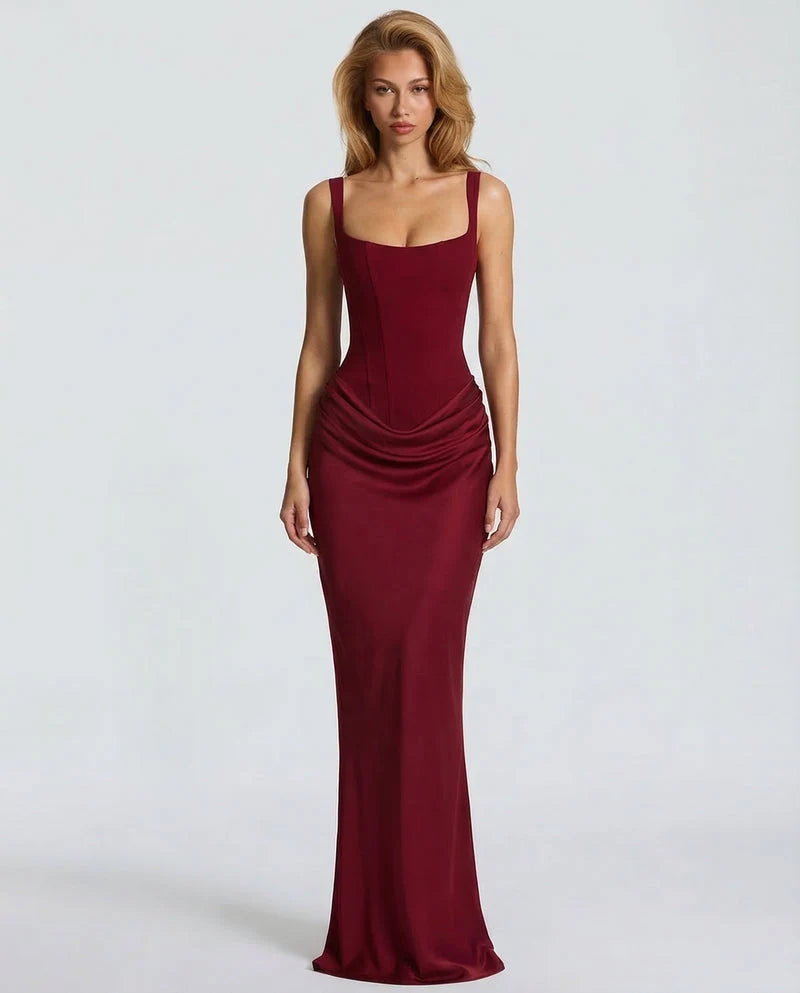 Women's Strapless Maxi Dress – Elegant Sheath Fit