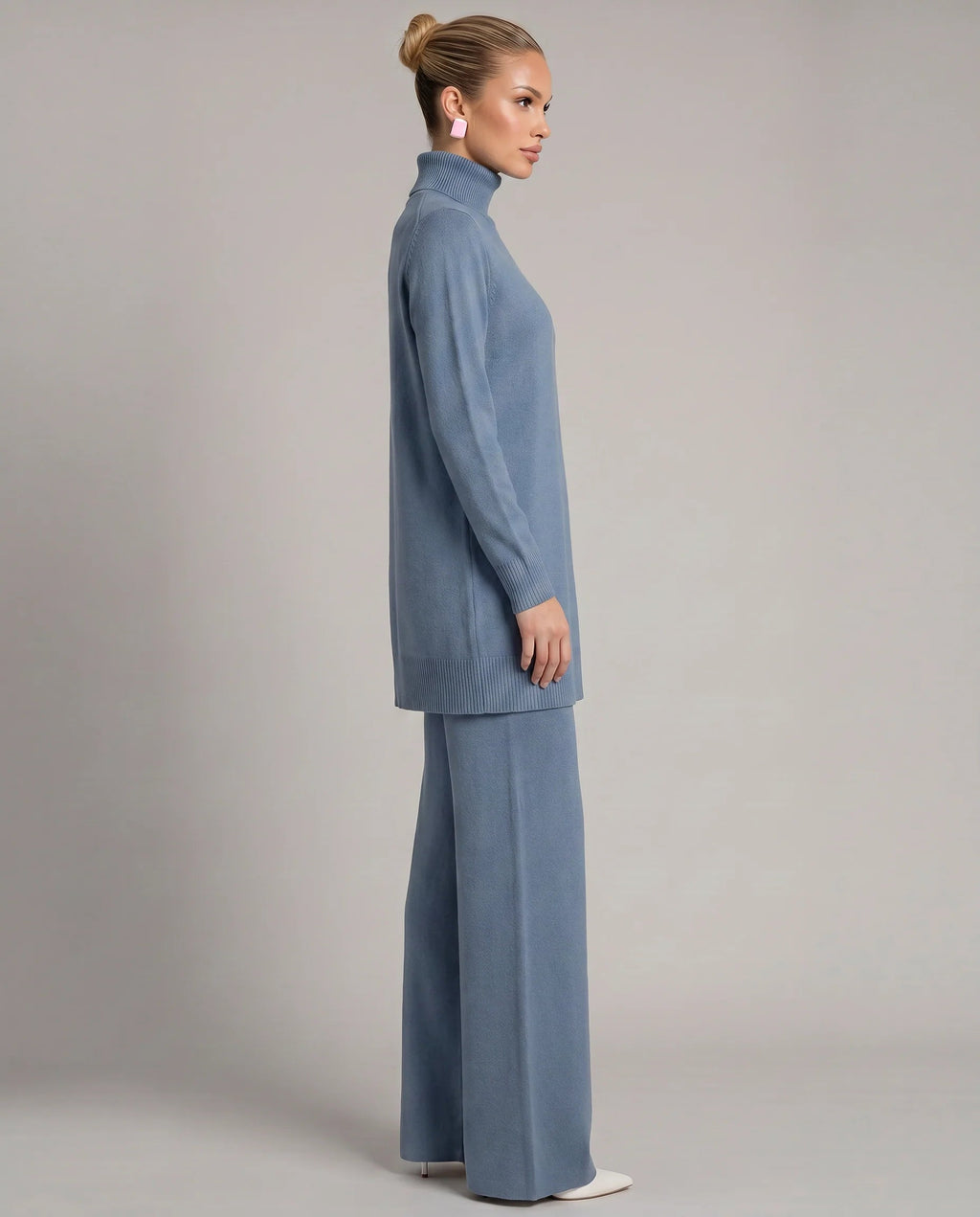 Women's Two-Piece Knit Set – Relaxed Fit, Wide Leg