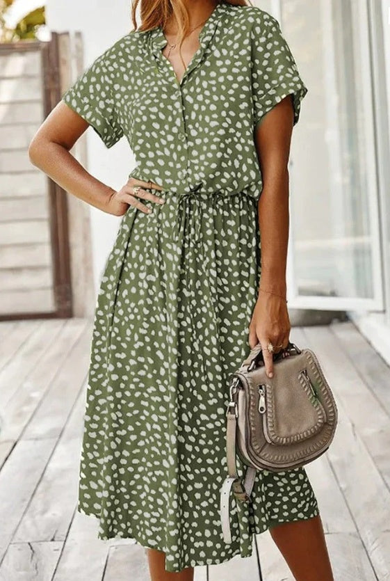 Women's Midi Dress Short Sleeves – Casual Fit Vacation