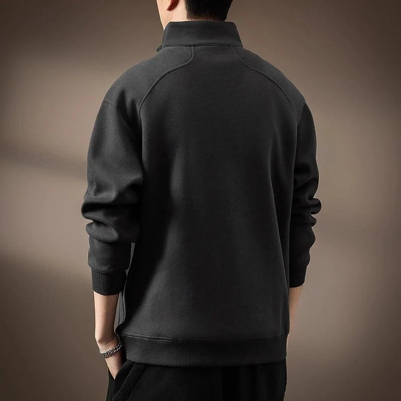 Men's Cotton Sweatshirt – Half-Zip, Warm Lining, Relaxed Fit