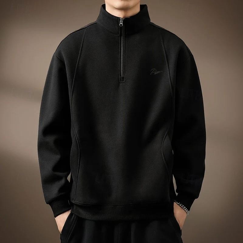 Men's Cotton Sweatshirt – Half-Zip, Warm Lining, Relaxed Fit