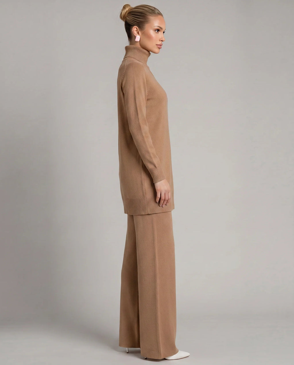 Women's Two-Piece Knit Set – Relaxed Fit, Wide Leg