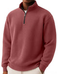 Men's Waffle Knitwear Sweatshirt – Relaxed-Fit Half-Zip