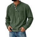 Long-Sleeve Men's Henley – Slim Fit with Three Buttons