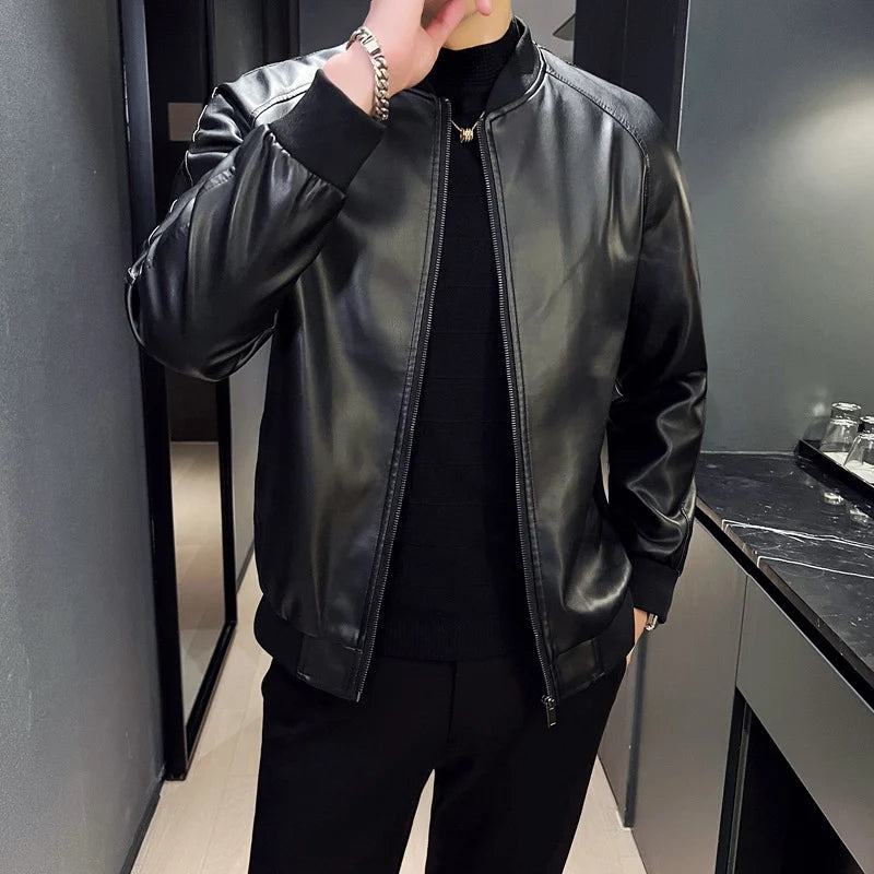 Men's Slim Bomber Jacket – Minimalist Stand Collar