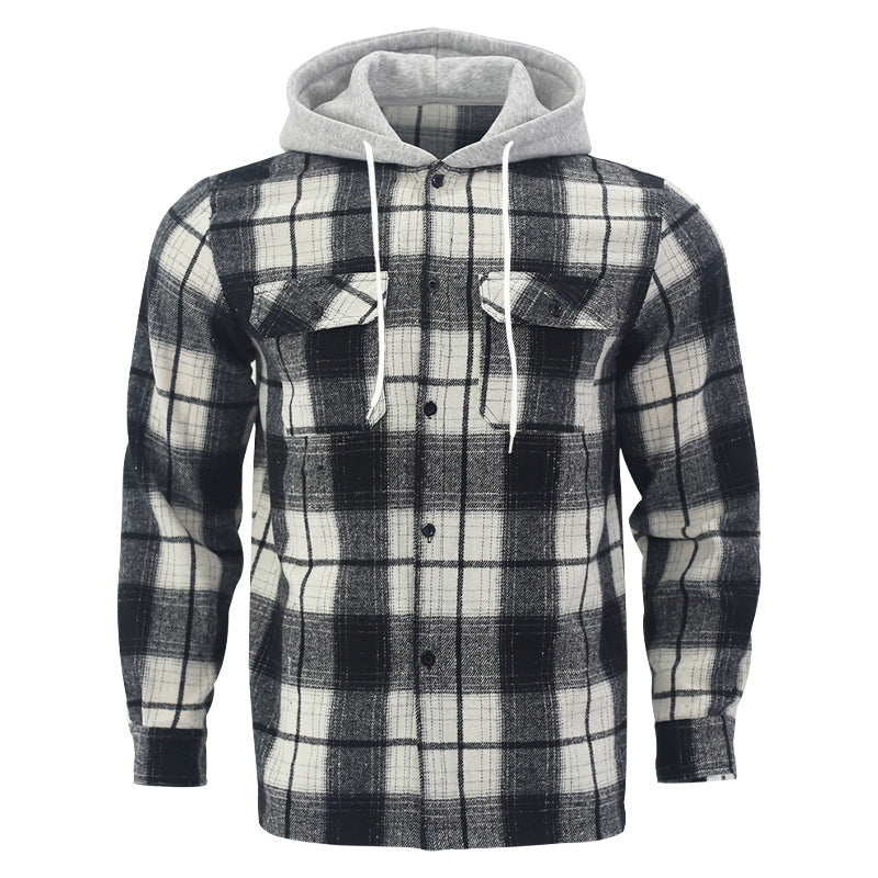 Men's Hooded Flannel Shirt – Casual Cardigan Style
