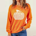 Women's Off-Shoulder Sweatshirt - Printed Pumpkin Design