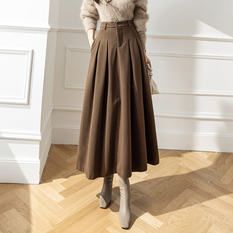 Women's Long Pleated Skirt – High Waist, Flared Fit