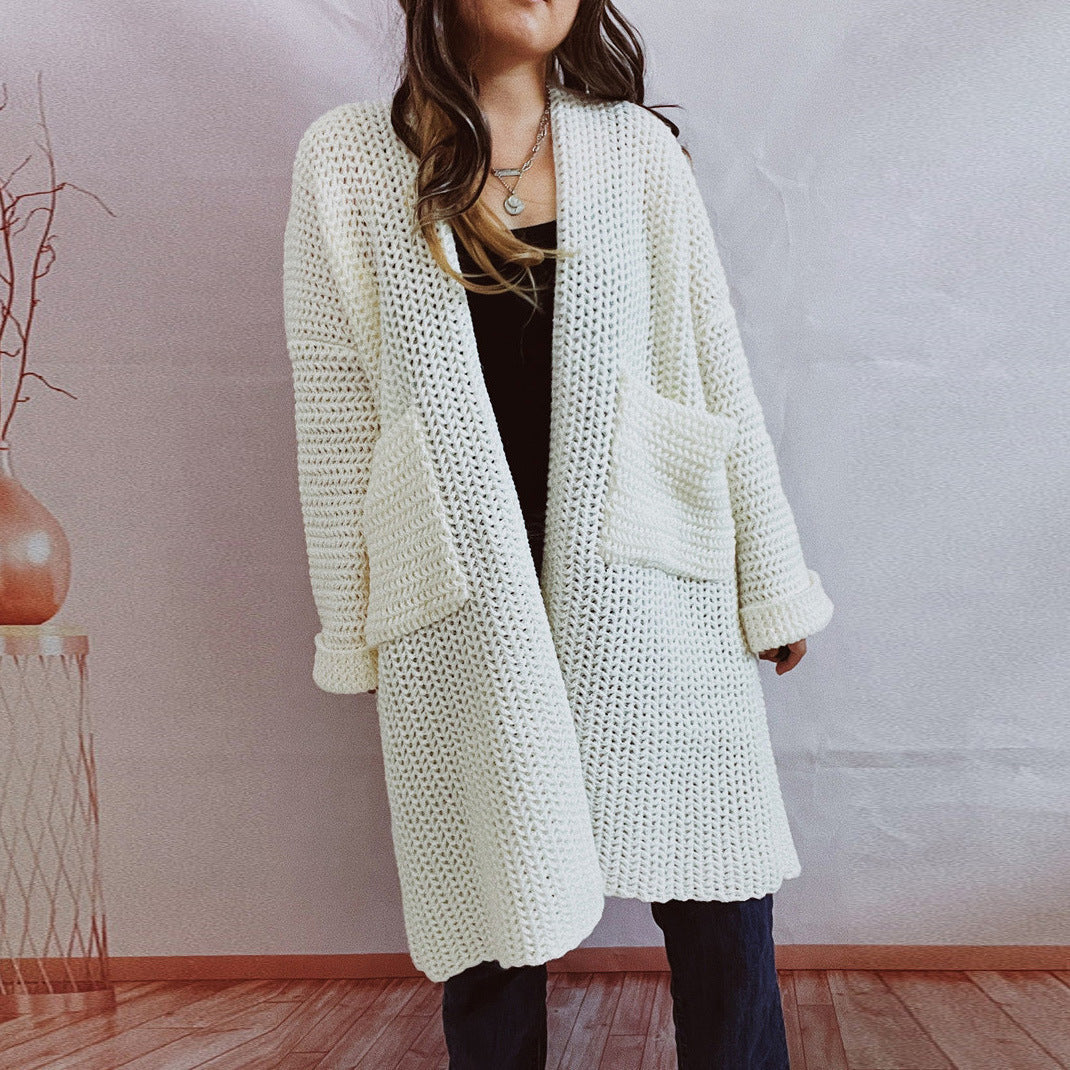 Women's Thick-Knit Vest – Oversized Fit with Large Pockets
