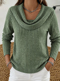 Women's Ribbed Knit Top – Relaxed-Fit Long Sleeves