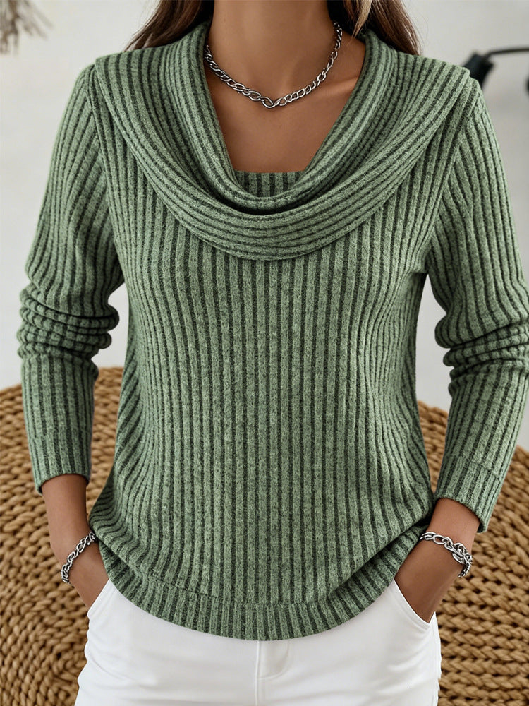 Women's Ribbed Knit Top – Relaxed-Fit Long Sleeves