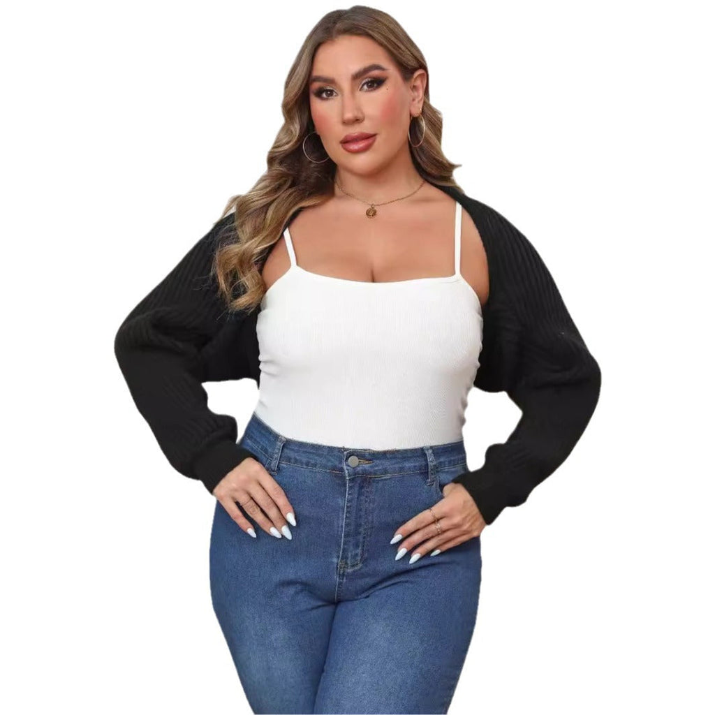 Women's Cropped Plush-Knit Cardigan – Buttonless Open Front
