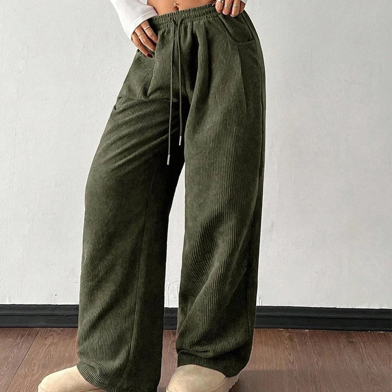 Women's Wide Corduroy Trousers – Loose and Casual Cut