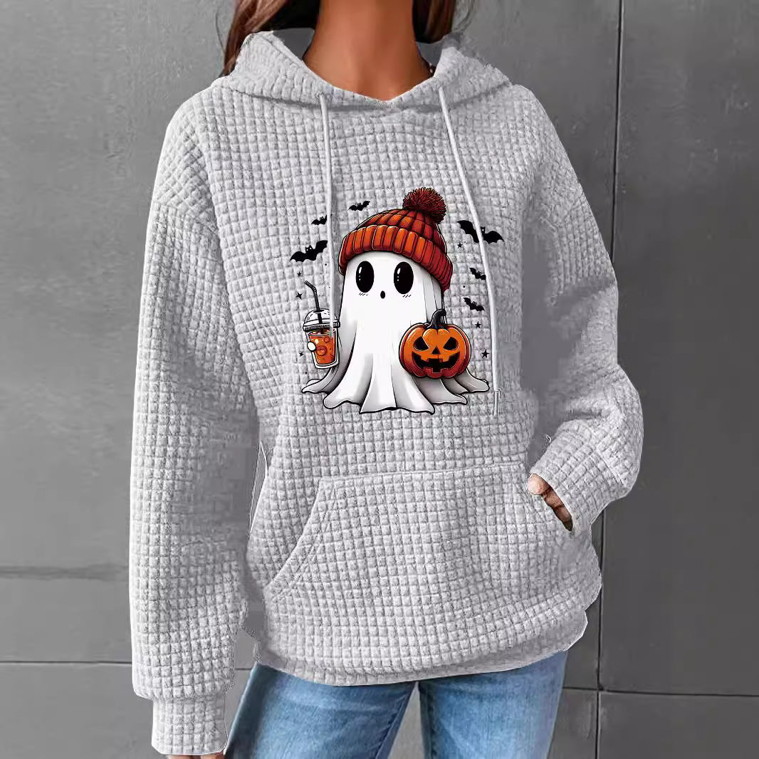 Women's Halloween Printed Hoodie – Oversized Fit Long Sleeves