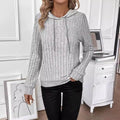 Women's Textured Hooded Sweatshirt - Relaxed 3D Ribbed Knit