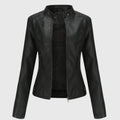 Women's Long Vegan Jacket – Slim Fit Modern Stand Collar