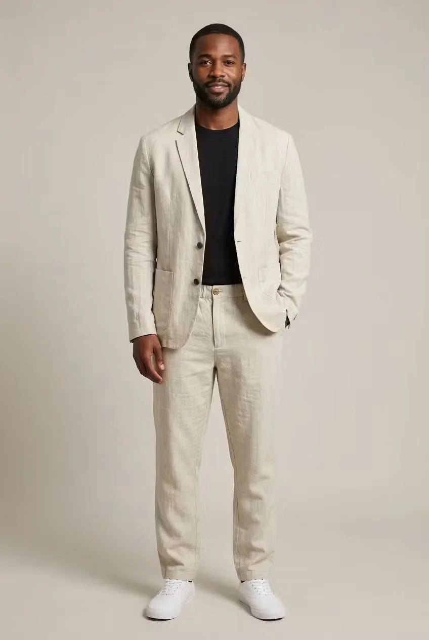 Men's Blended Linen Costume – Casual Summer Fit