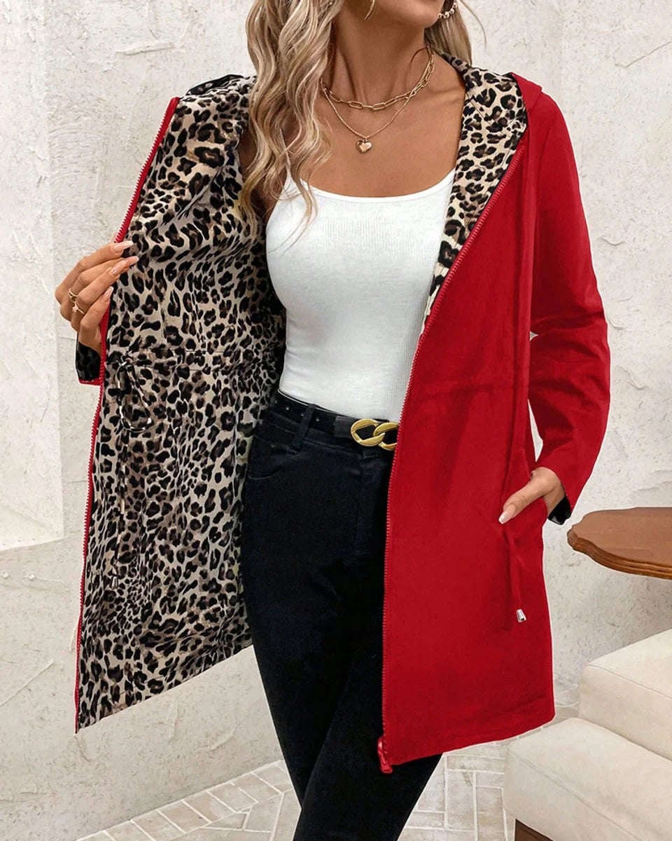 Women's Hooded Reversible Jacket - Casual double-sided design