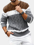 Men's Color Block Sweater – Casual Round-Neck Knitwear