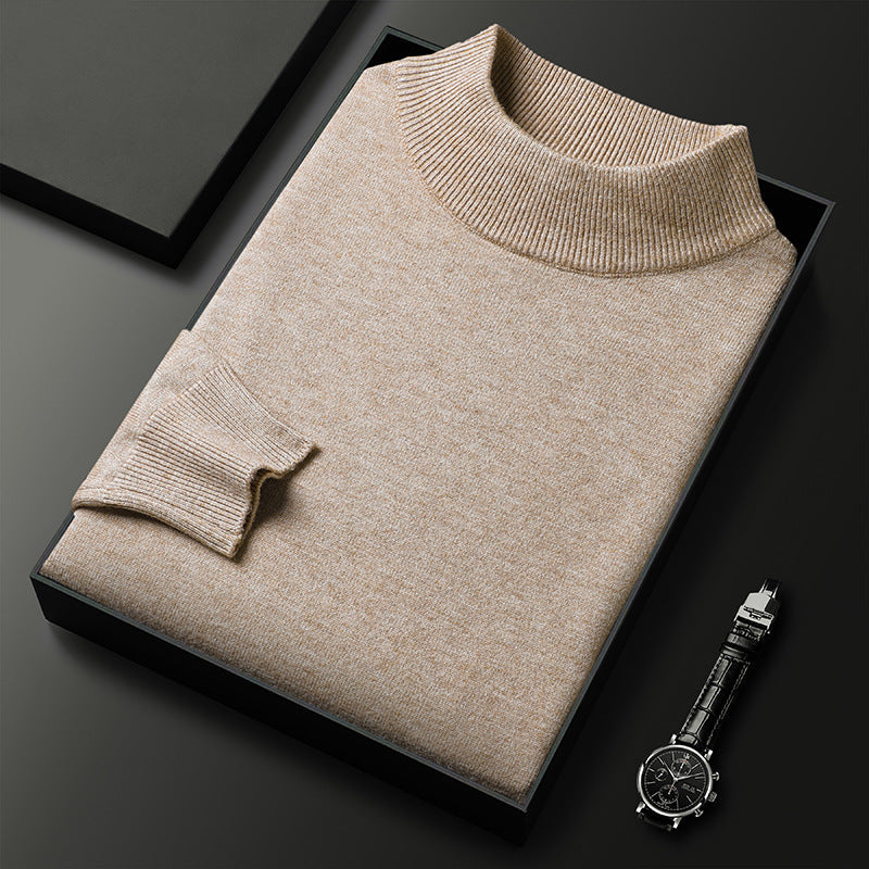 Men's Slim-Fit Knit Sweater – Thick Stand-Up Collar