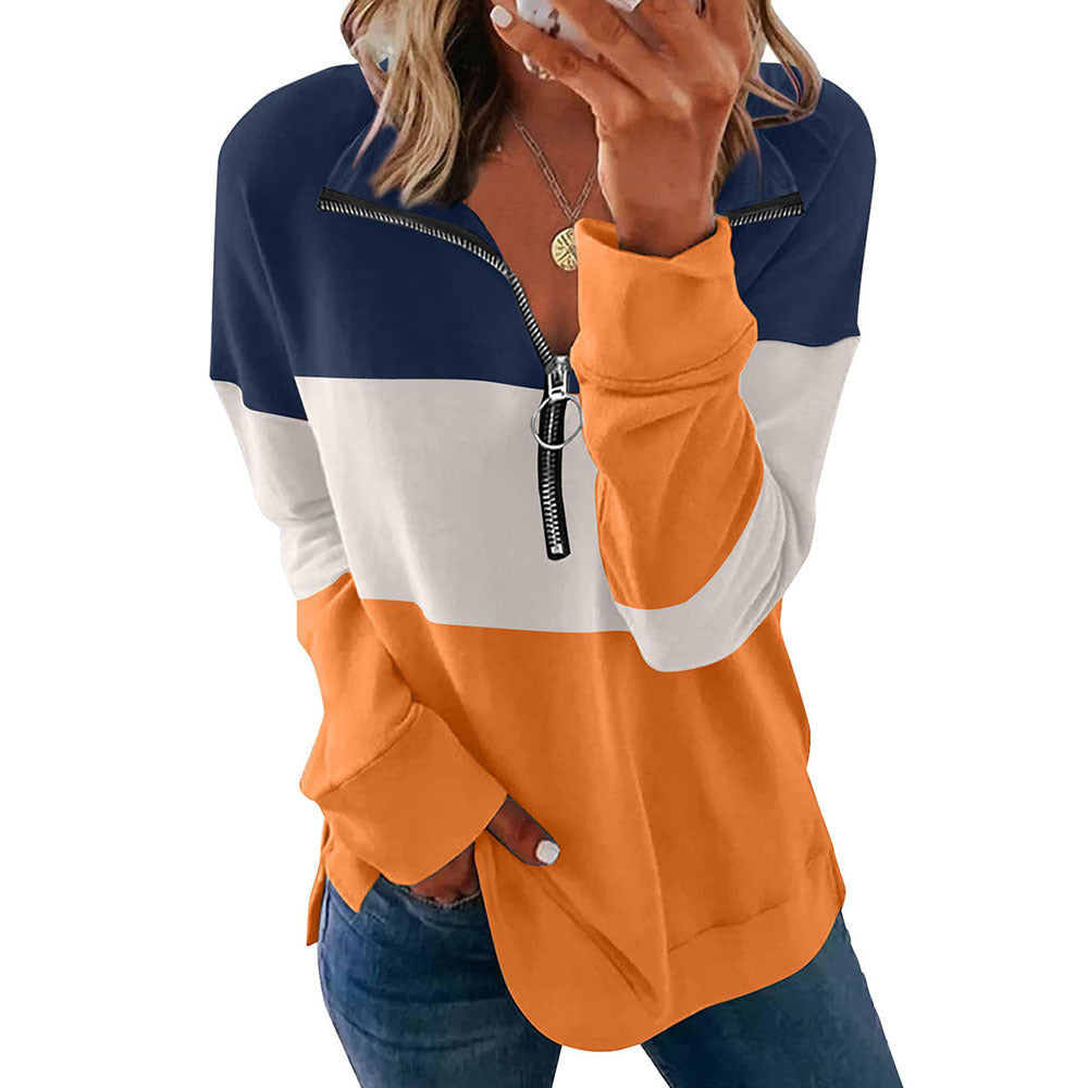 Women's Oversized Sweater – Leopard-Print Color-Block Design