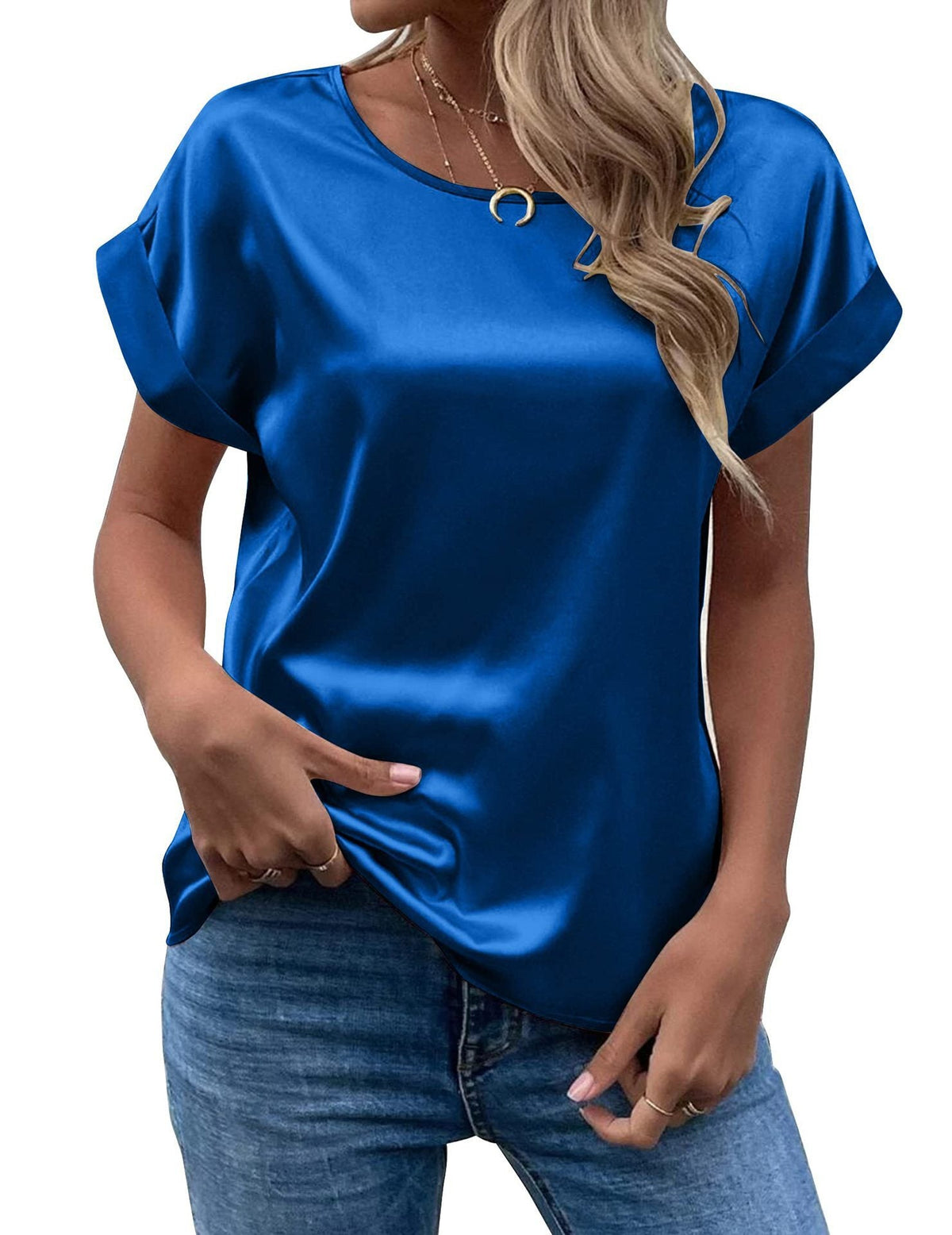Women's Smooth-Fabric Blouse - Relaxed Fit with Minimalist Design