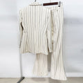 Women's Striped Two-Piece Set – Brushed Suit Jacket and Trousers