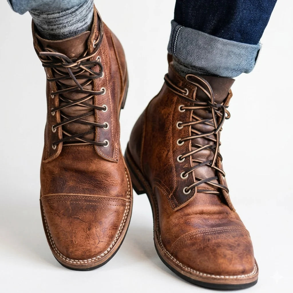 Men's Lace-Up Boots – Low Shaft and Elegant Round Toe