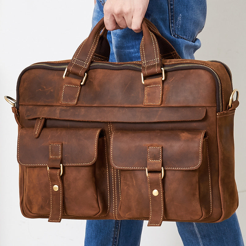 Men's Genuine Leather Handbag – Classic Business Document Holder