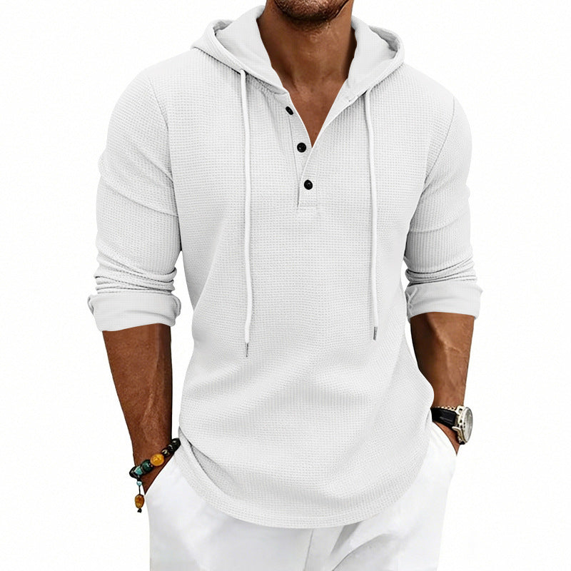 Men's Relaxed-Fit Henley Sweatshirt – Long-Sleeved Retro Style