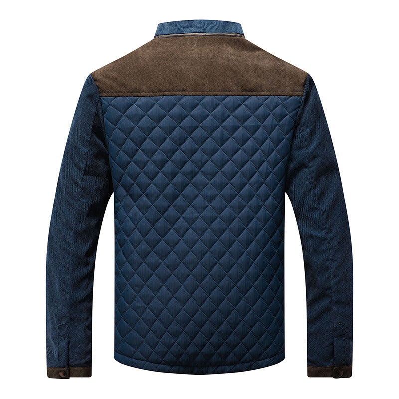 Men's Structured Fabric Jacket – Warm Lining & Button Closure