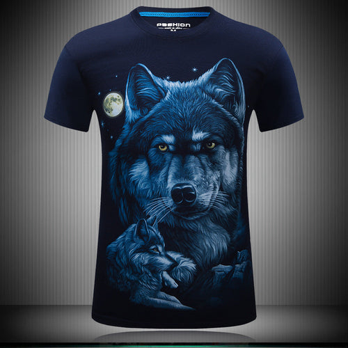 Men's Cotton T-shirt - Relaxed Fit with Wolf Design