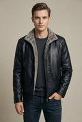 Men's Genuine Leather Jacket – Fleece Lining, Relaxed Fit