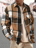 Men's Slim Brushed Checked Shirt – Elegant Long Sleeve