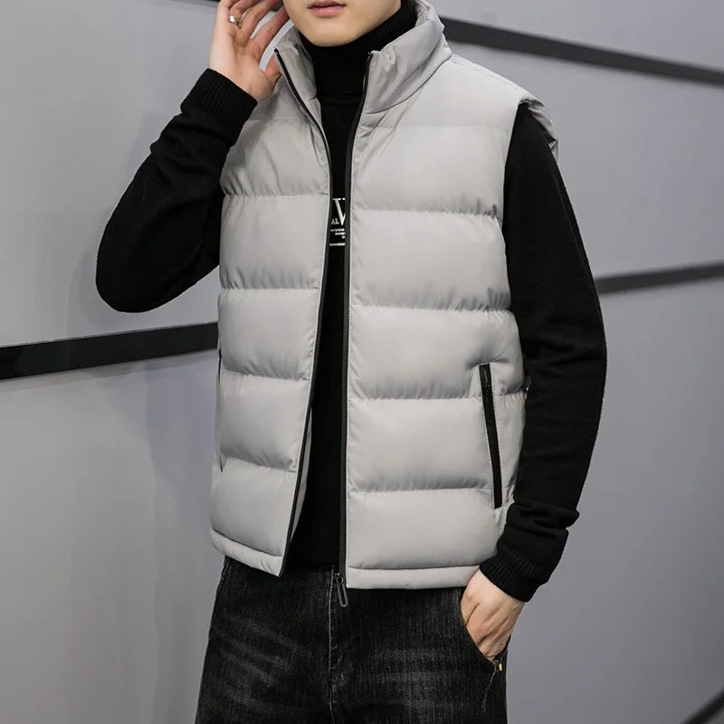 Men's Quilted Sleeveless Jacket – Warm Mock Neck
