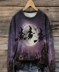 Women's Round-Neck Hoodie – Artistic Halloween Print