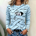 Women's Printed Top with Round Neck and Long Sleeves – Relaxed Fit