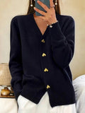 Women's Knitwear Cardigan – Long V-Neck with Decorative Buttons
