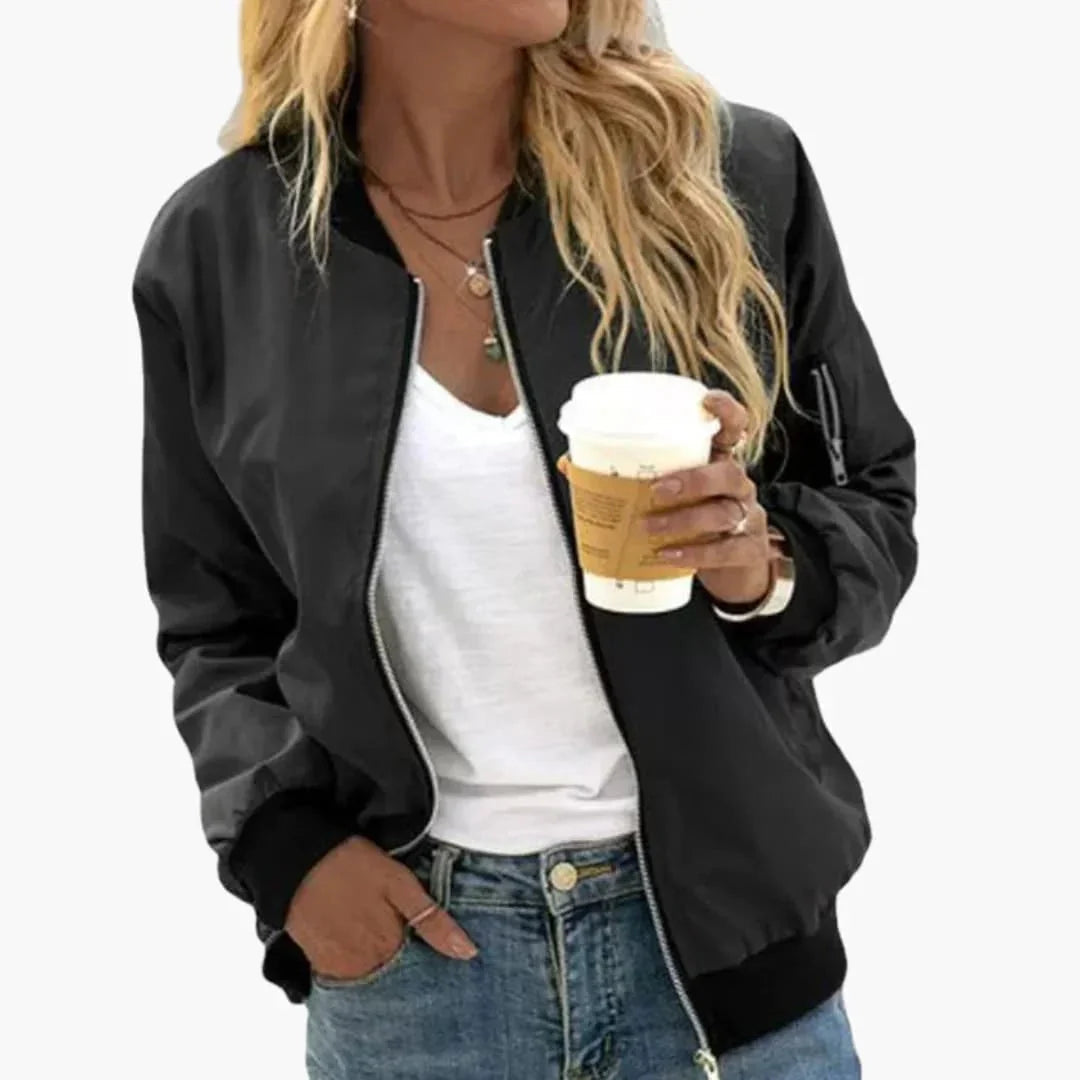 Women’s Bomber Jacket – Zipped Round Neckline