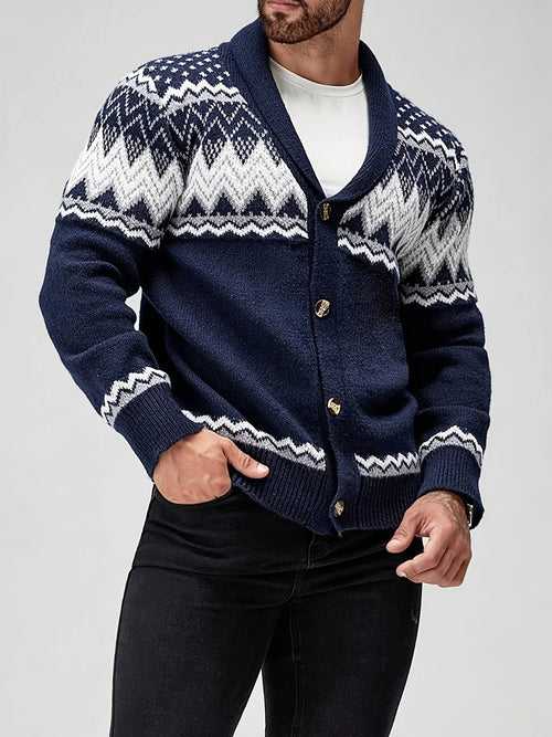 Men's Knitted Cardigan – Classic Button Front, Relaxed Fit
