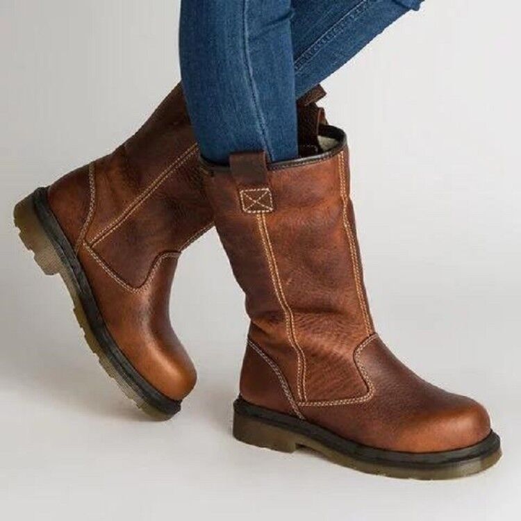 Women's Mid-Calf Boot – Pull-On Shaft, Round Toe, Lightweight Sole