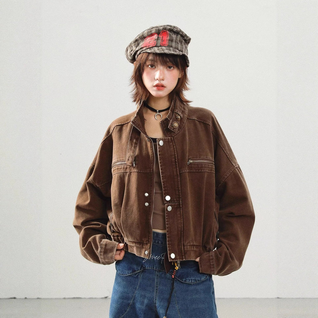 Men's Vintage Biker Jacket – Fitted Cropped Distressed Look