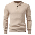 Men's Ribbed Henley-Neck Sweater – Relaxed Fitted Cut