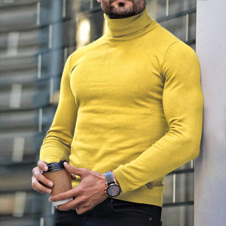 Men's Fine-Knit Turtleneck Sweater - Minimalist Straight Fit