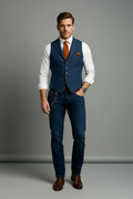 Men's Slim Checkered Vest – Elegant Notched Collar