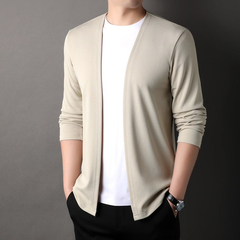 Men's Cotton-Blend Cardigan - Lightweight, Comfortable Loose-Knit Style