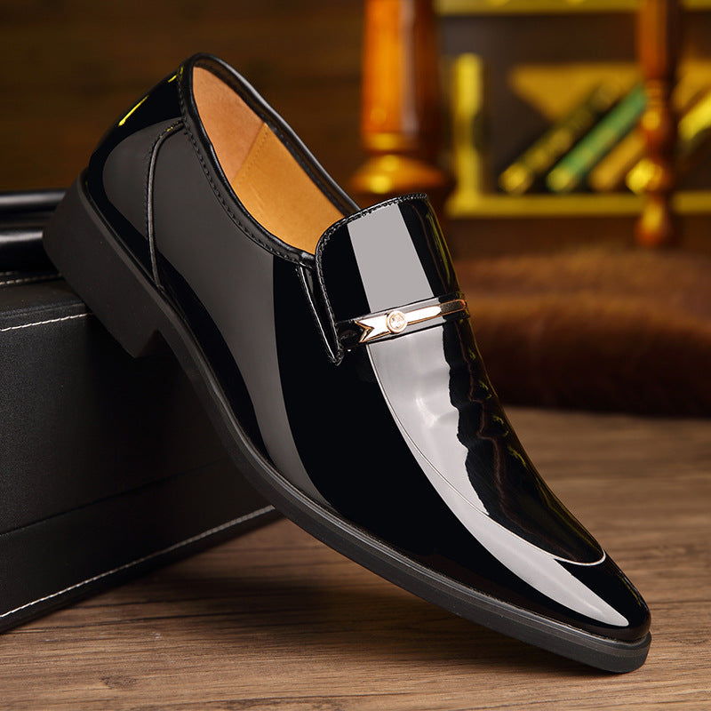 Men's Pointed Toe Loafers – Metal Buckle, Shiny Finish