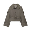 Women's Long Coat with Stand Collar – Elegant Lapel Detail