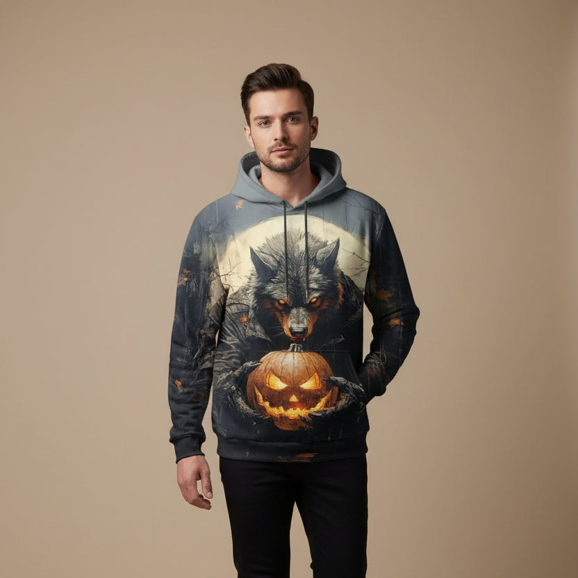 Men's 3D Halloween Hoodie – Loose-Fit Pumpkin Design