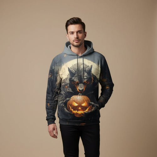 Men's 3D Halloween Hoodie – Loose-Fit Pumpkin Design